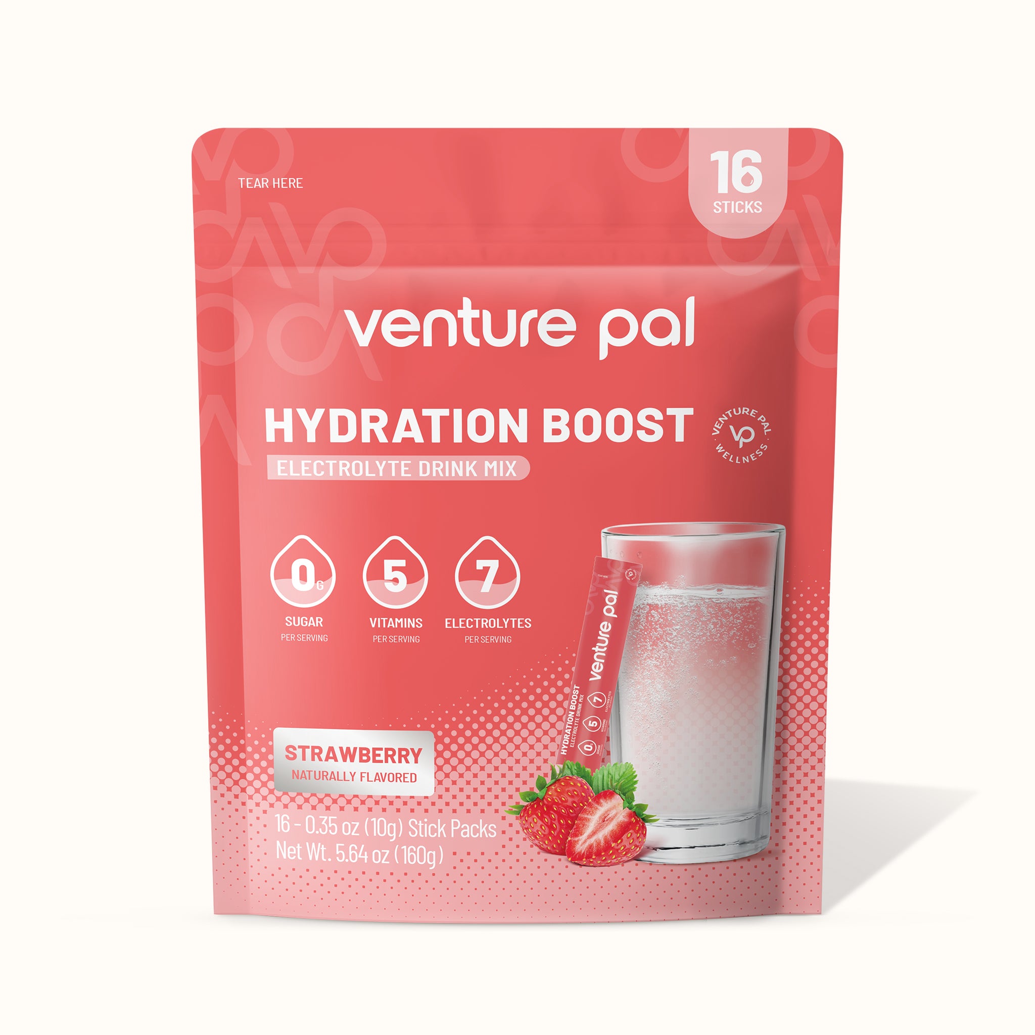 Sugar Free Electrolyte Powder Packets - Strawberry Flavor - 16 Sticks