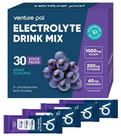 High Sodium Sugar Free Electrolytes Powder Packet - Grape Salt - 30 Sticks