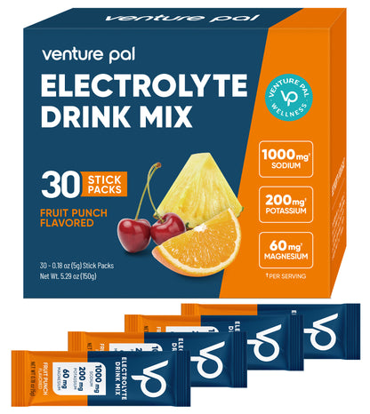 High Sodium Sugar Free Electrolytes Powder Packet - Fruit Punch Salt - 30 Sticks