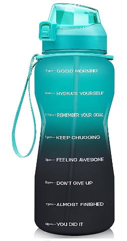 GIOTTO 64oz Motivational Water Bottle with Paracord Handle & Removable Straw