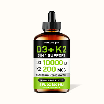 Vitamin D3 10000 IU Plus K2 (MK-7) - Lemon Flavor - 200 mcg Liquid Drops