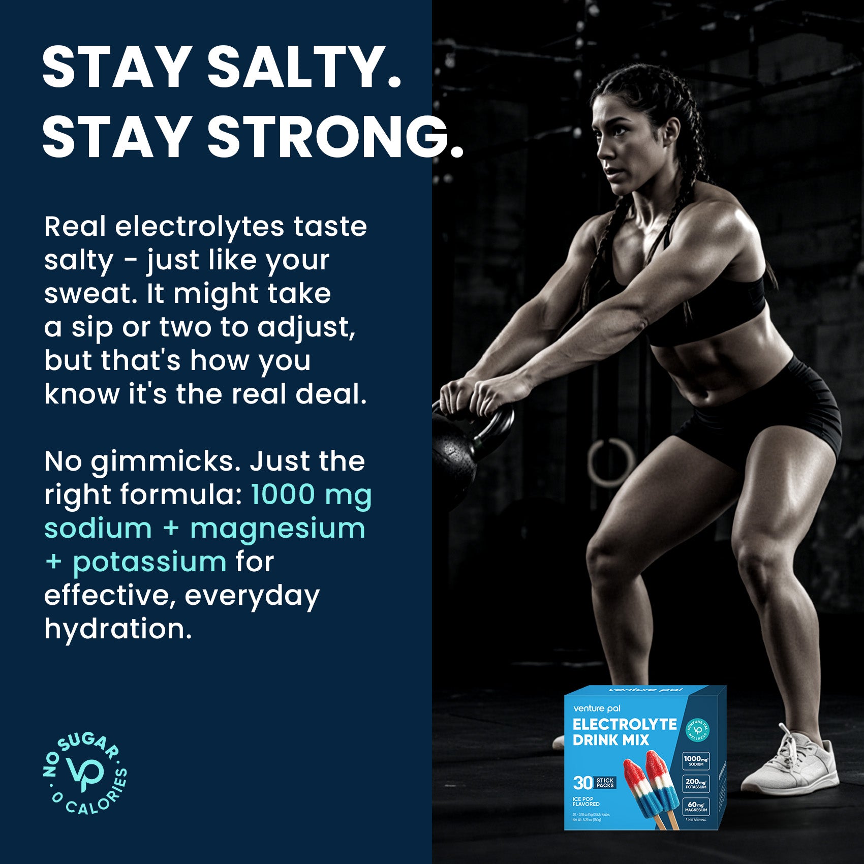 High Sodium Sugar Free Electrolytes Powder Packet - Ice Pop Salt - 30 Sticks