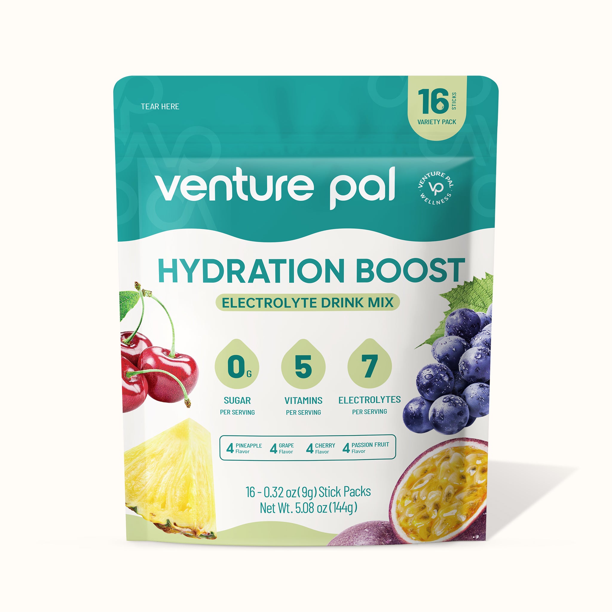 Sugar Free Electrolyte Powder Packets - Tropical Variety Pack - 16 Sticks