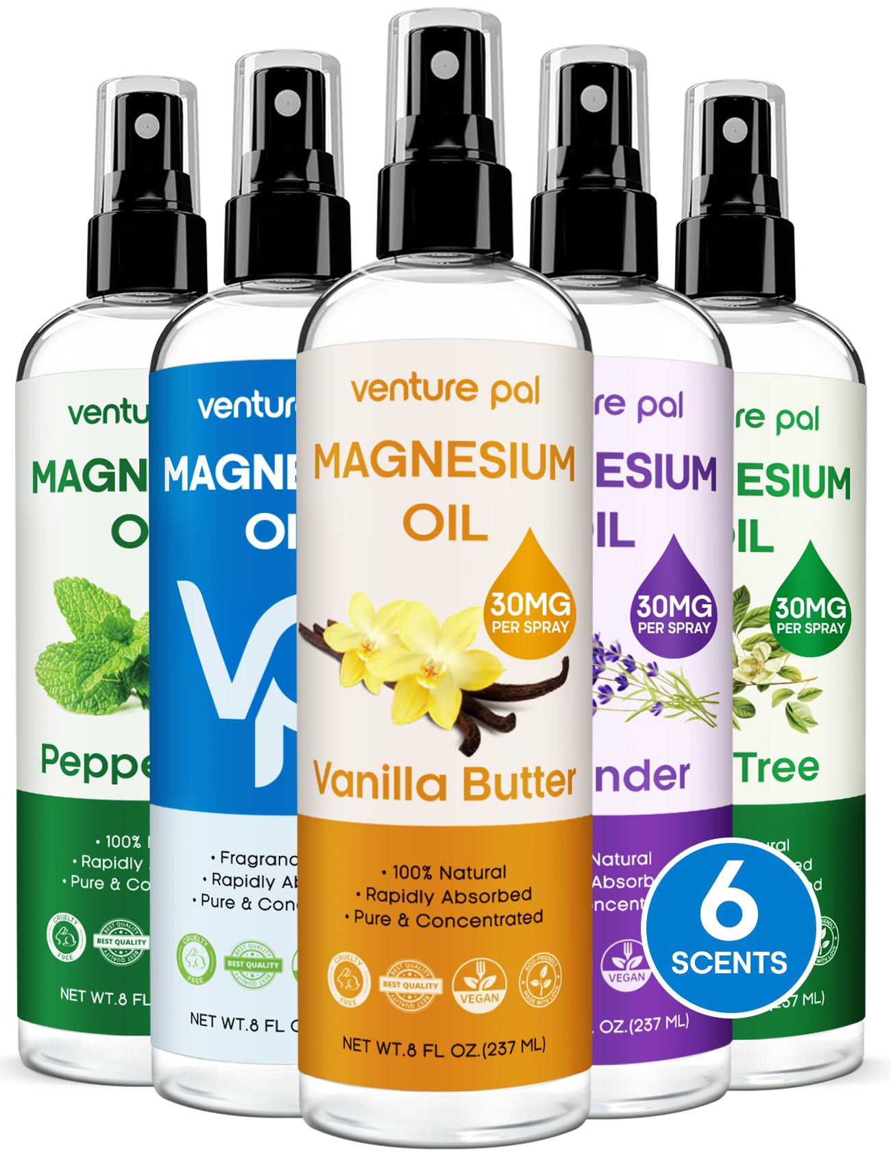 Venture Pal 100% Pure Magnesium Oil Spray with Vanilla Butter, Ultra-Soothing for Sleep & Muscle Relaxation (Big 8 oz)