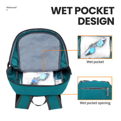 Venture Pal Green 40L Nylon Backpack with Wet Pocket and Multi Compartment