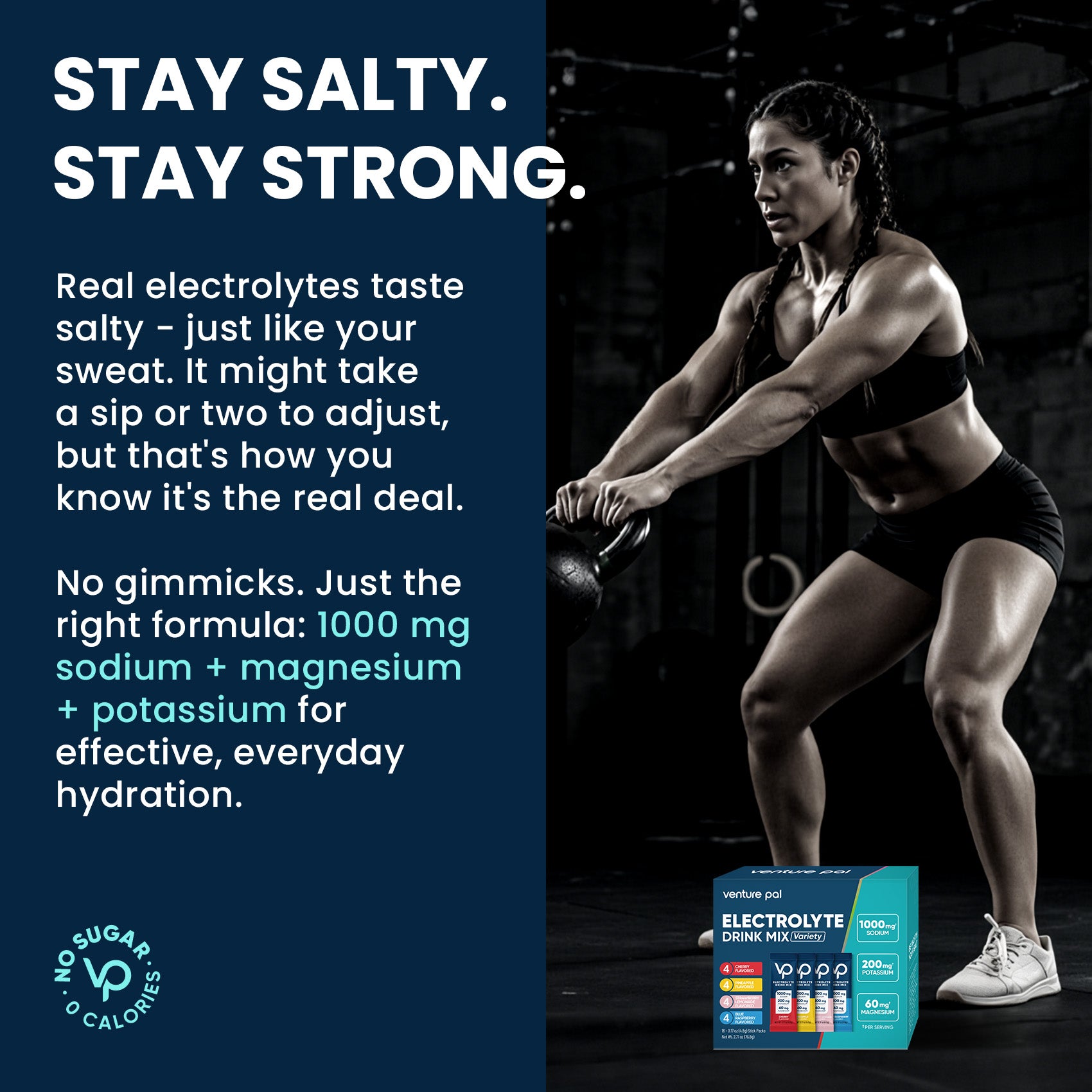 High Sodium Sugar Free Electrolytes Powder Packet - Variety Pack 3 - 16 Sticks