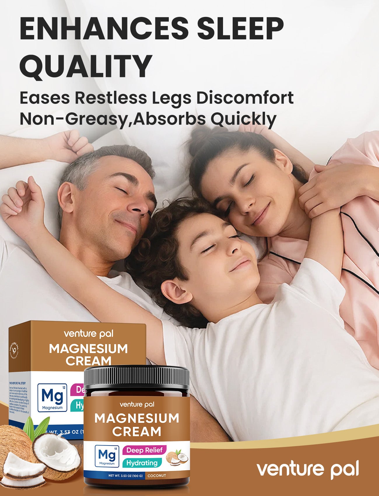 Venture Pal Magnesium Lotion, Topical Magnesium Cream - Coconut