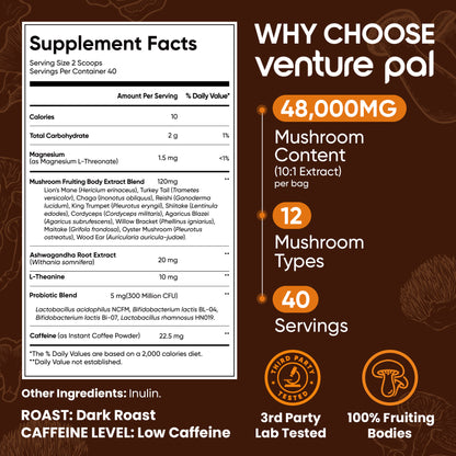 12 Mushrooms Focus Coffee - 40 Servings