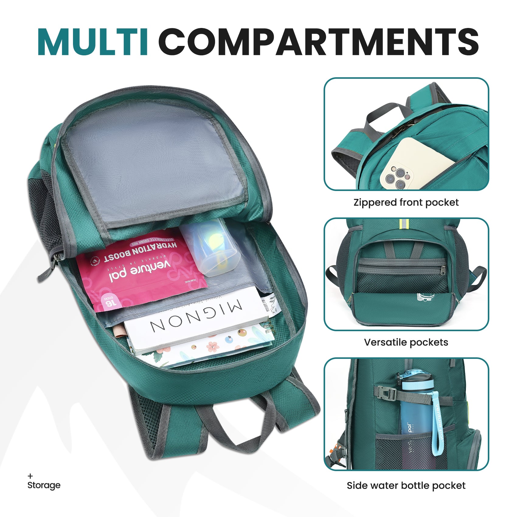 Venture Pal Army Green 35L Double-Layer Bottom & Shoulder Straps Sports Backpack