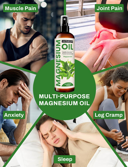 Venture Pal 100% Pure Magnesium Oil Spray - Peppermint - Big 8 oz