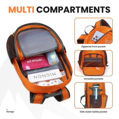 Venture Pal Orange 35L Double-Layer Bottom & Shoulder Straps Sports Backpack