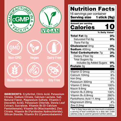 Sugar Free Electrolyte Powder Packets - Cherry Flavor - 16 Sticks