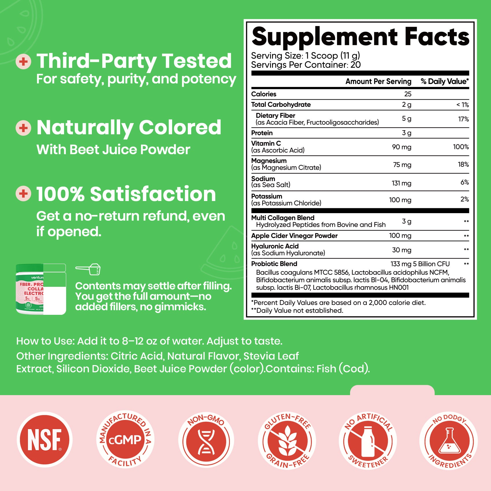 4-in-1 Fiber Supplement - Watermelon