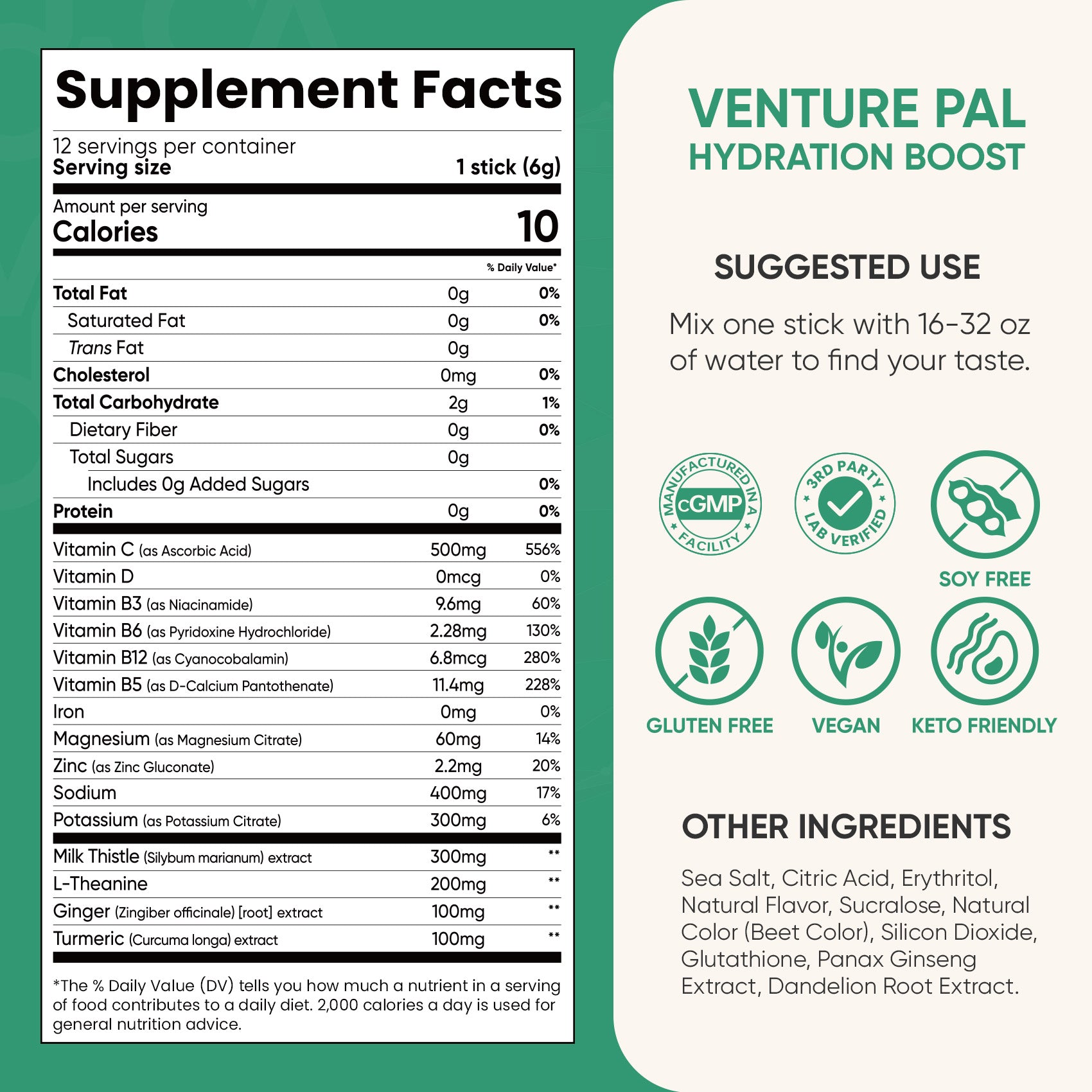 Liver Support Sugar Free Electrolyte Powder Packets - Watermelon- 12 Sticks