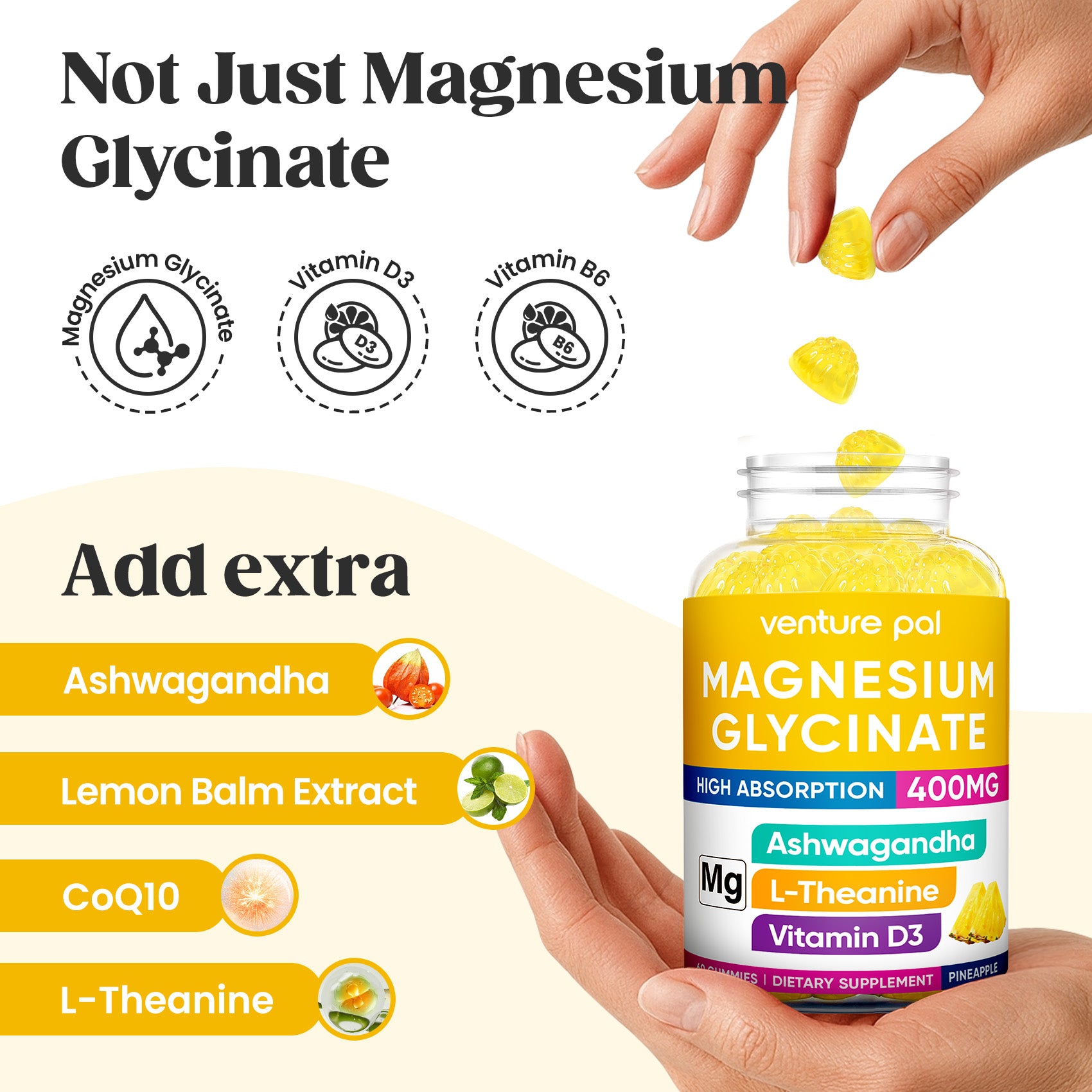 60 Day Supply Magnesium Glycinate Gummies - Pineapple