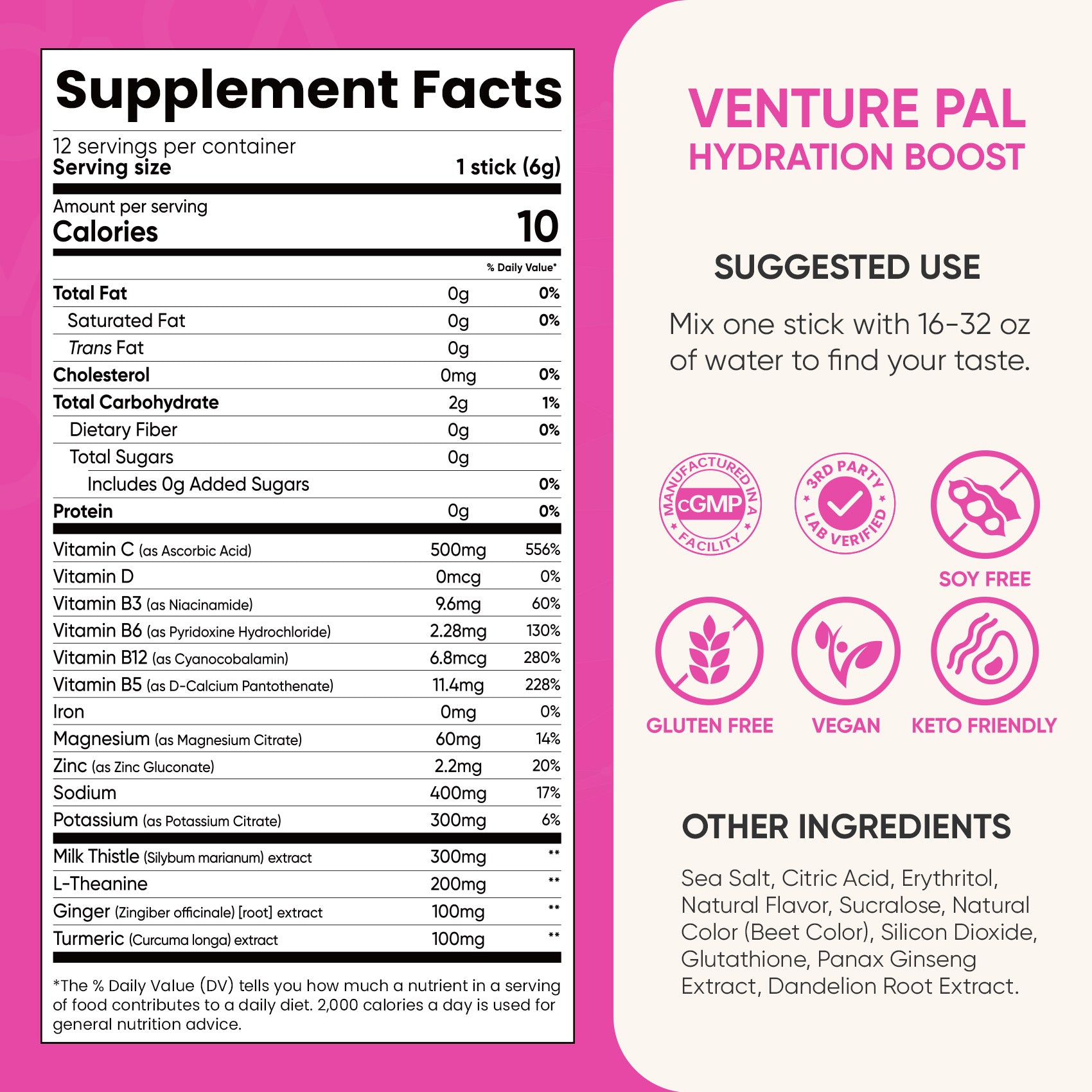 Venture Pal Liver Support Sugar Free Electrolyte Powder Packets - Mixed Berry - 12 Sticks