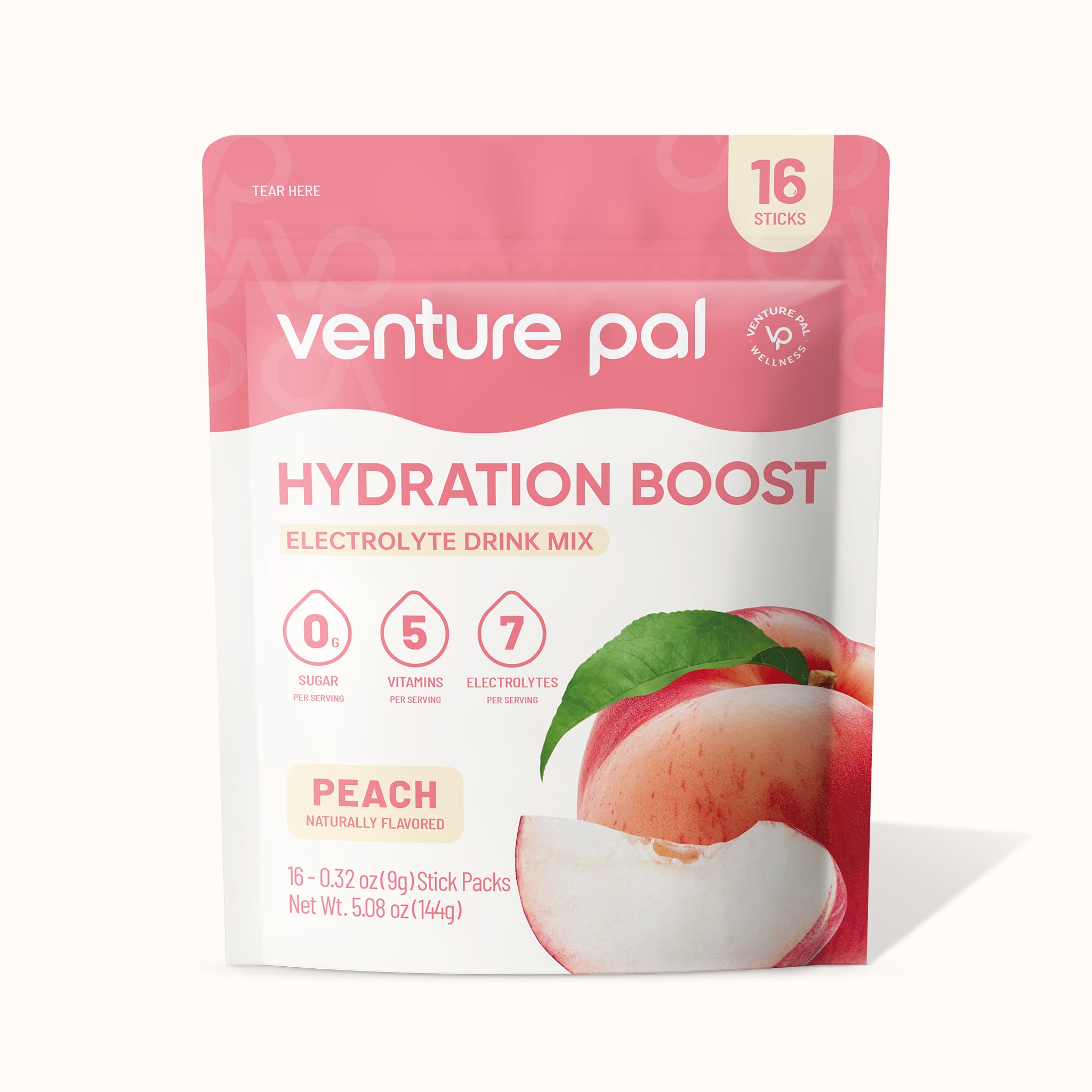 Sugar Free Electrolyte Powder Packets - Peach - 16 Sticks