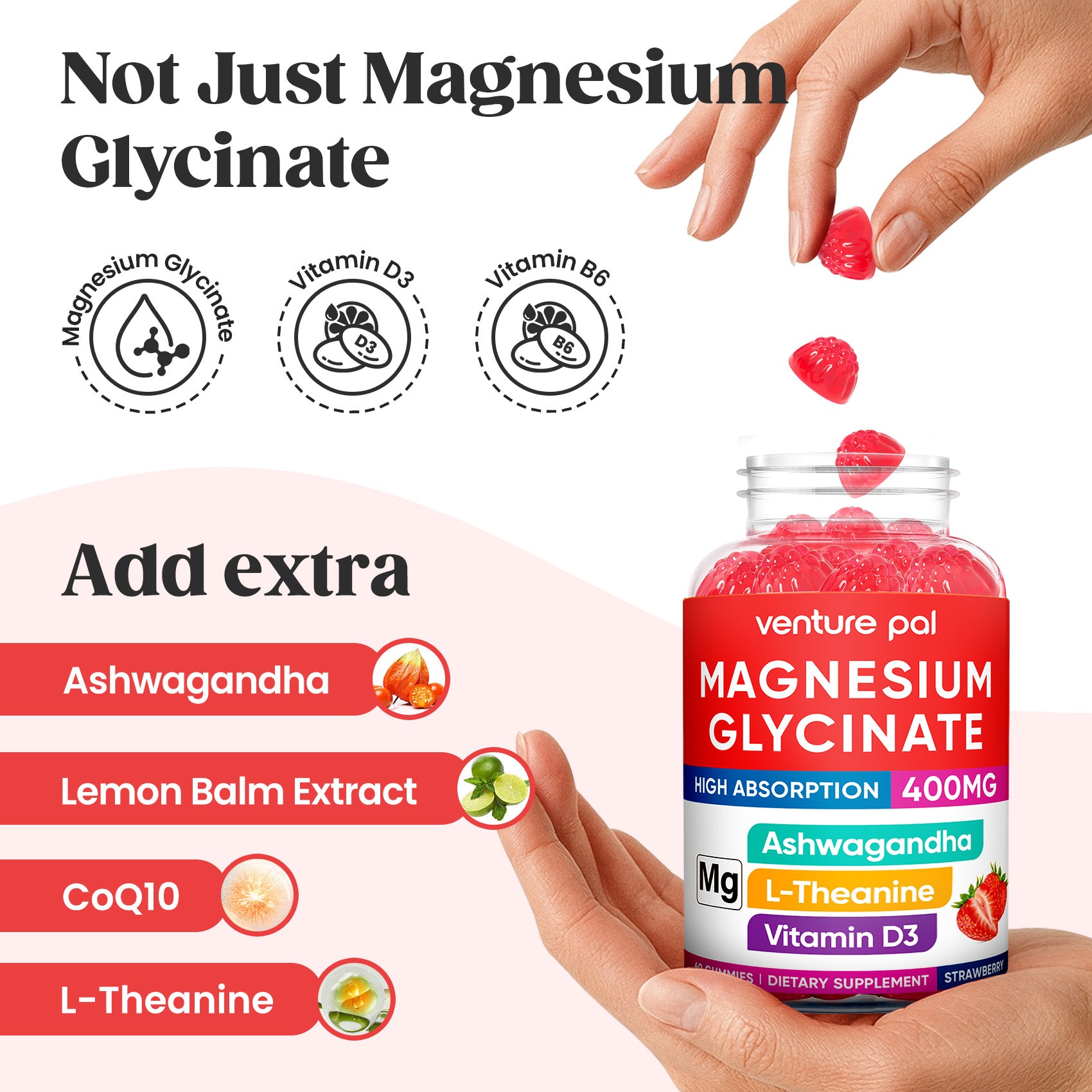 60 Day Supply Magnesium Glycinate Gummies - Strawberry