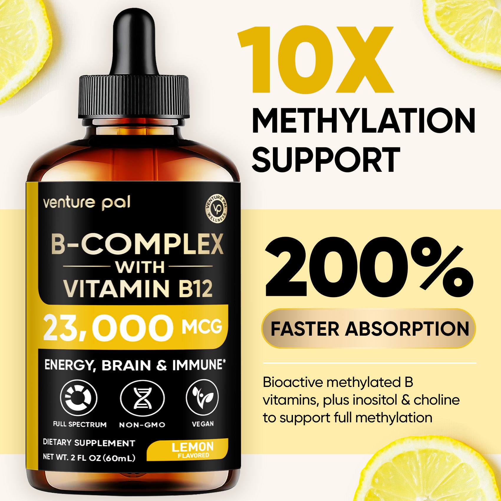 Vitamin B - complex -Lemon - 200 mcg Liquid Drops