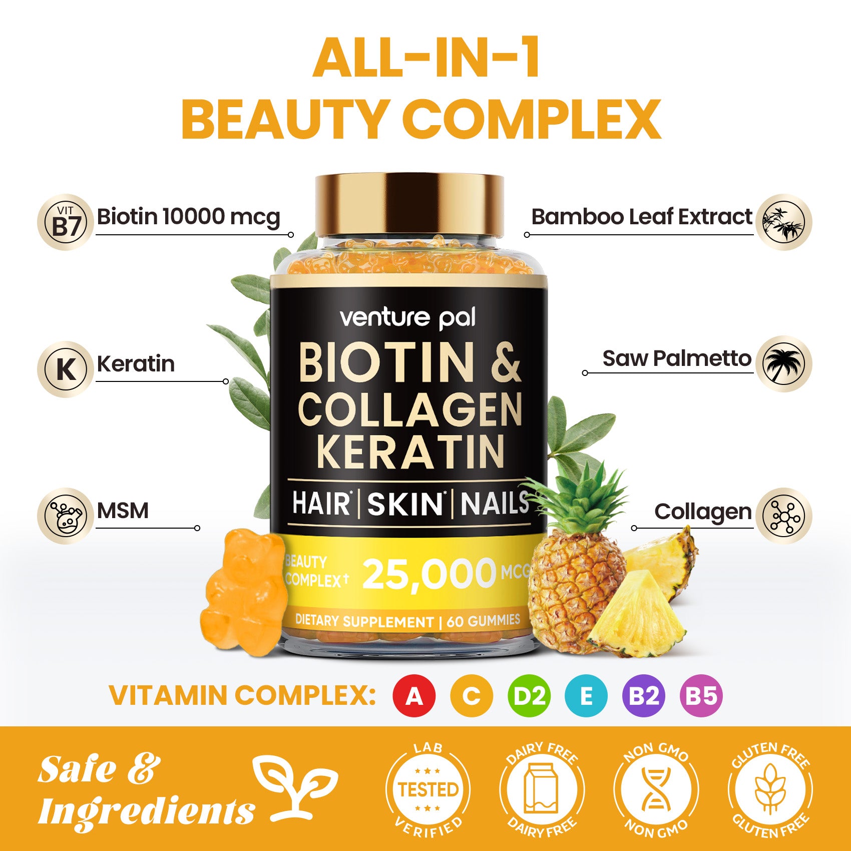 Venture Pal Biotin Gummies – Pineapple