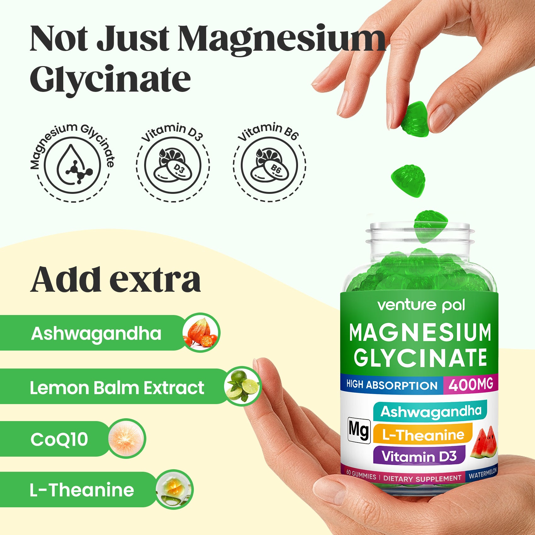 Venture Pal 60 Day Supply Magnesium Glycinate Gummies - Watermelon
