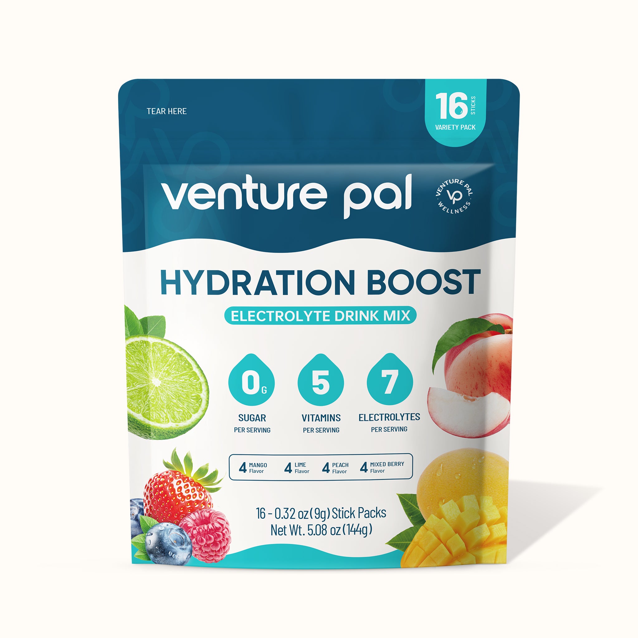 Sugar Free Electrolyte Powder Packets - Exotic Variety Pack - 16 Sticks