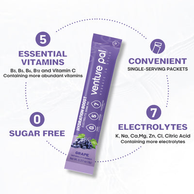 Sugar Free Electrolyte Powder Packets - Grape Flavor - 16 Sticks