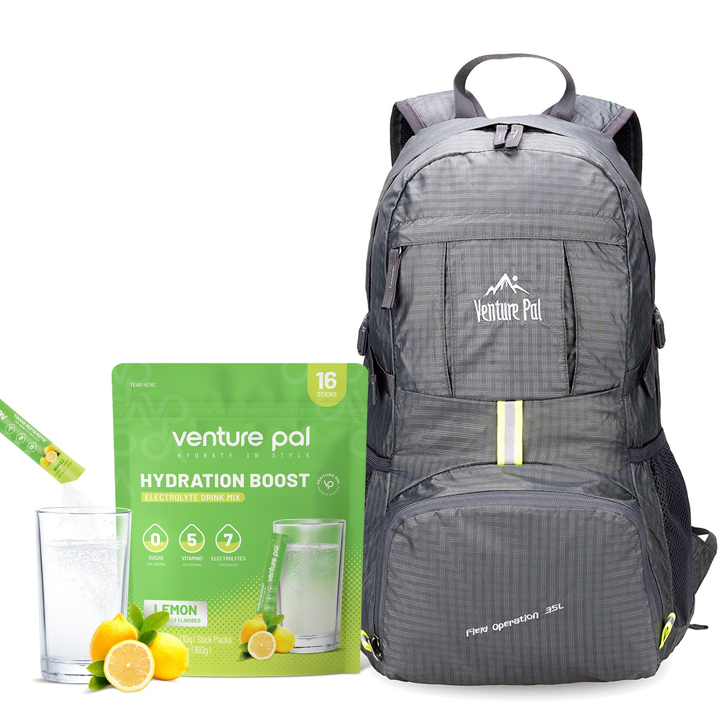 Venture Pal 35L Hiking Backpack and Zero Sugar Electrolyte Powder Lemon Flavor
