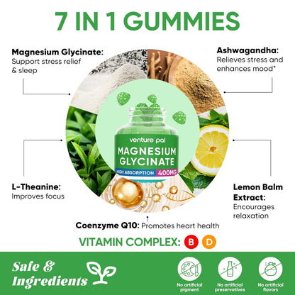 Venture Pal 60 Day Supply Magnesium Glycinate Gummies - Watermelon