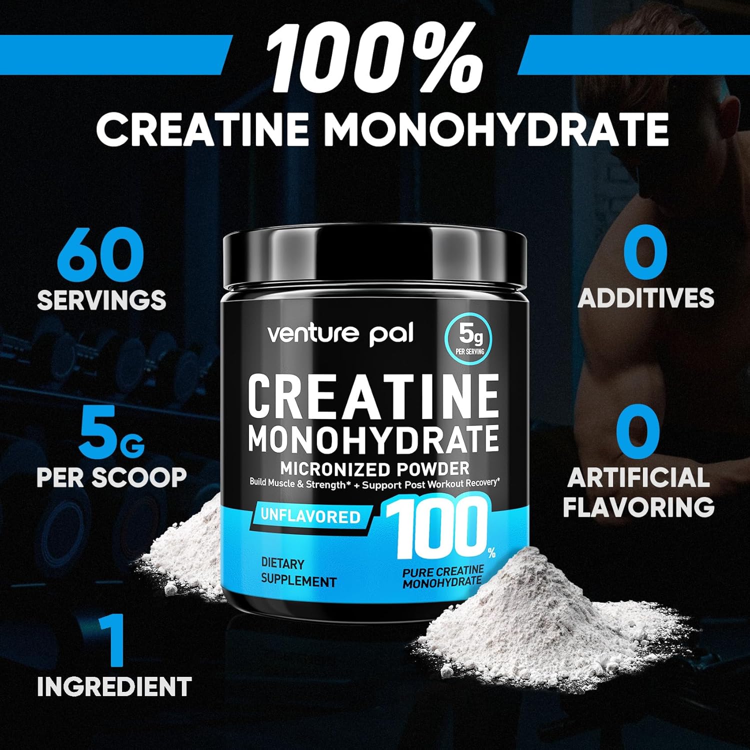 Venture Pal Micronized Creatine Monohydrate Powder – 60 Servings