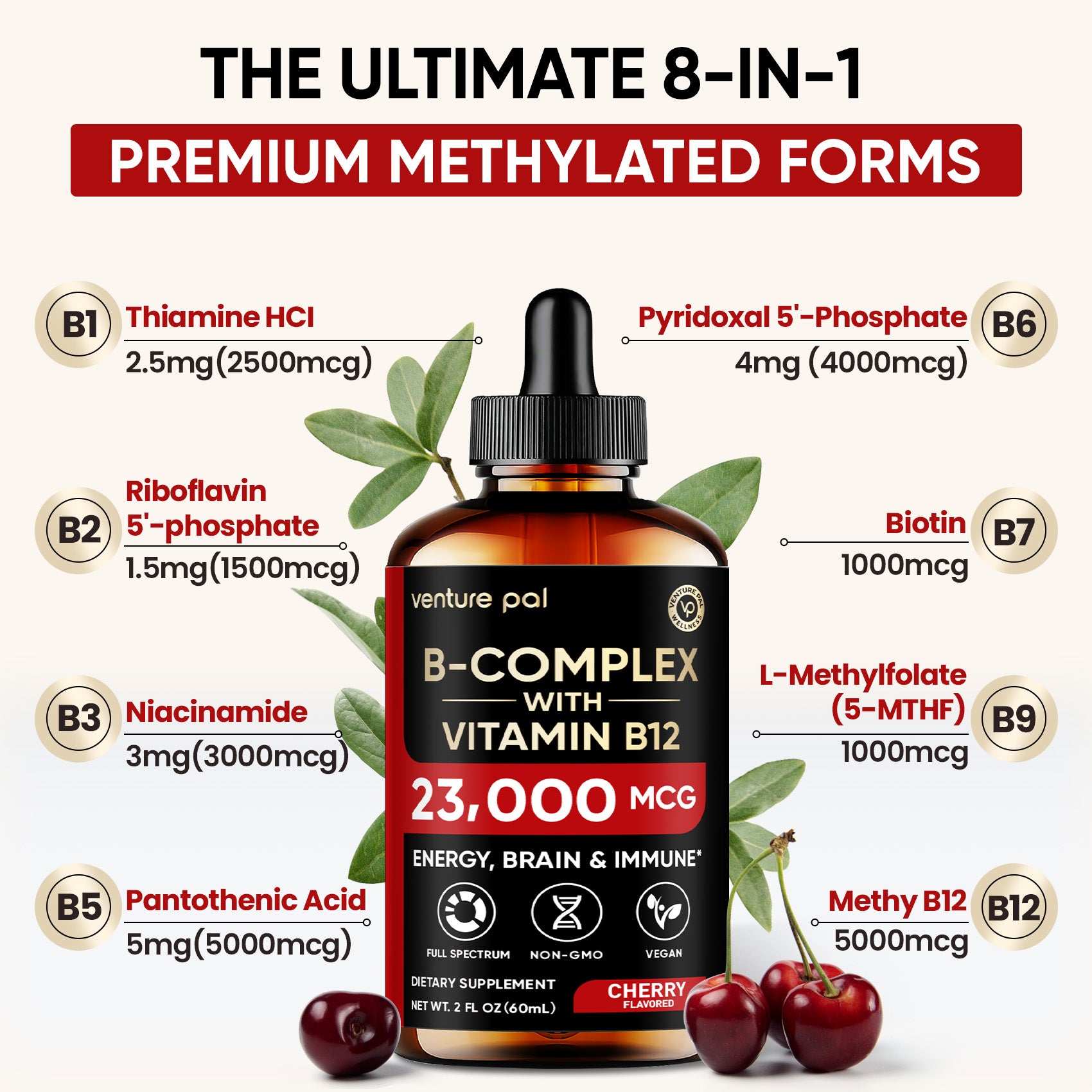 Vitamin B - complex - Cherry - 200 mcg Liquid Drops
