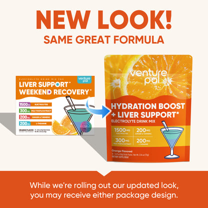 Venture Pal Liver Support Sugar Free Electrolyte Powder Packets - Orange- 12 Sticks