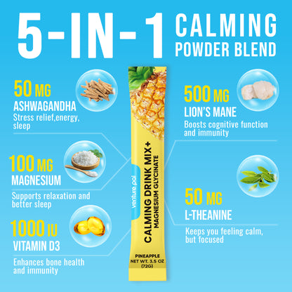Magnesium Glycinate Powdered Drink Mix - Pineapple- 16 Sticks