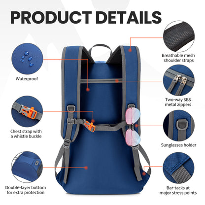 Venture Pal Navy 40L Nylon Backpack with Wet Pocket and Multi Compartment