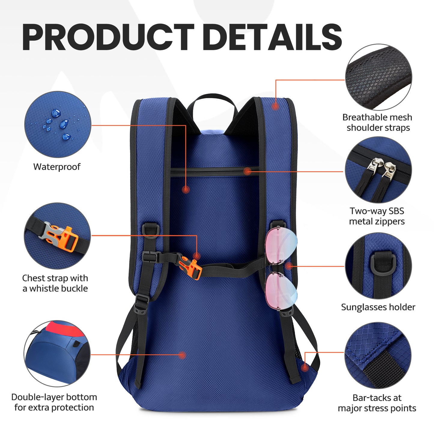 Venture Pal Red/Navy Blue 40L Nylon Backpack with Wet Pocket and Multi Compartment