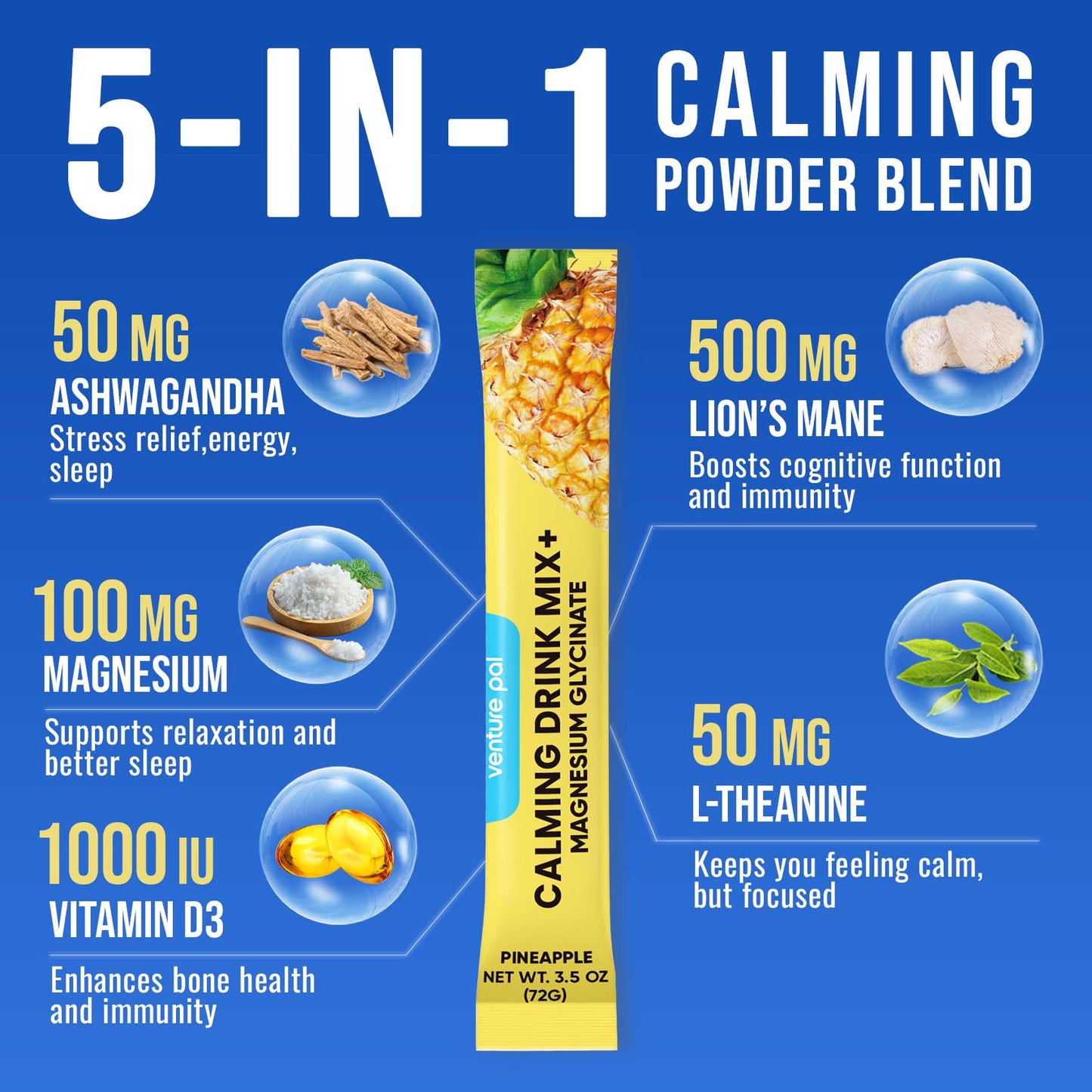 Venture Pal Magnesium Glycinate Powdered Drink Mix - Variety- 16 Sticks