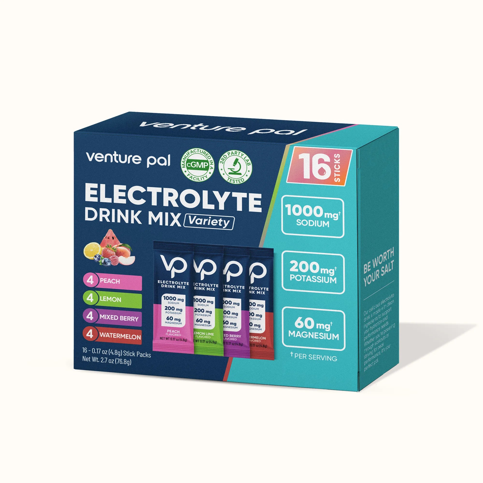High Sodium Sugar-Free Electrolyte Powder Packets - 16 Sticks