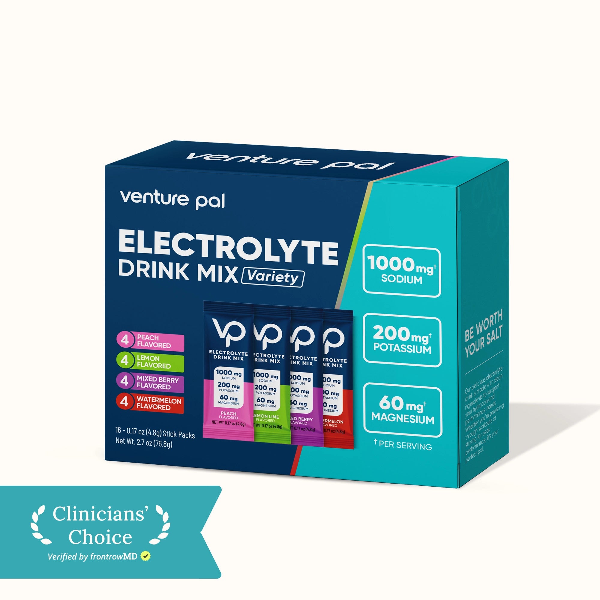 High Sodium Sugar-Free Electrolyte Powder Packets - 16 Sticks