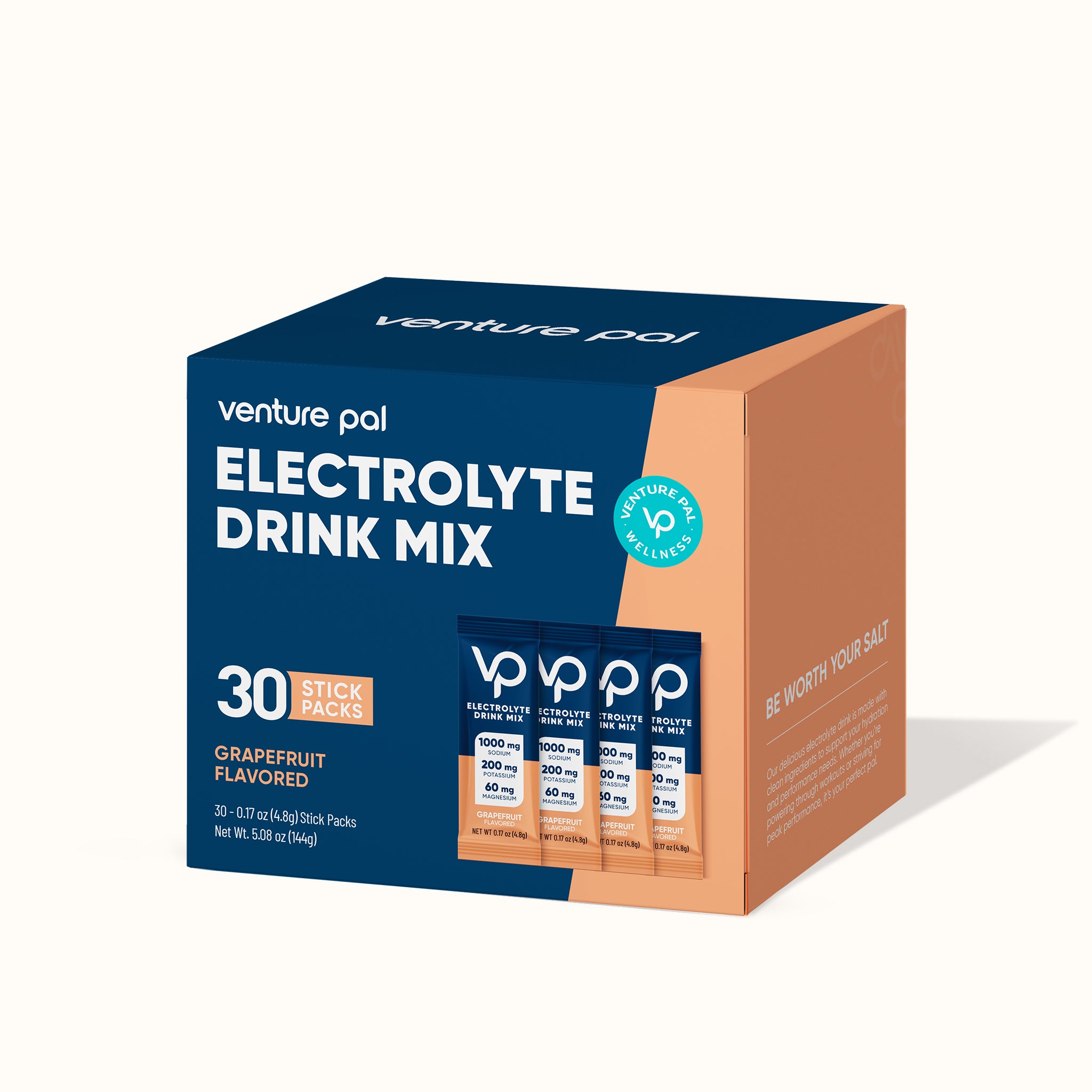 High Sodium Sugar Free Electrolytes Powder Packet - Grapefruit Salt - 30 Sticks