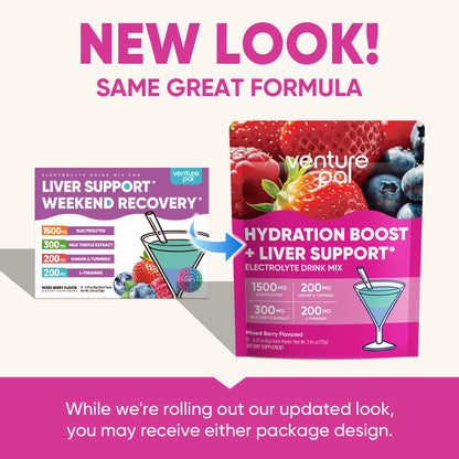 Venture Pal Liver Support Sugar Free Electrolyte Powder Packets - Mixed Berry - 12 Sticks