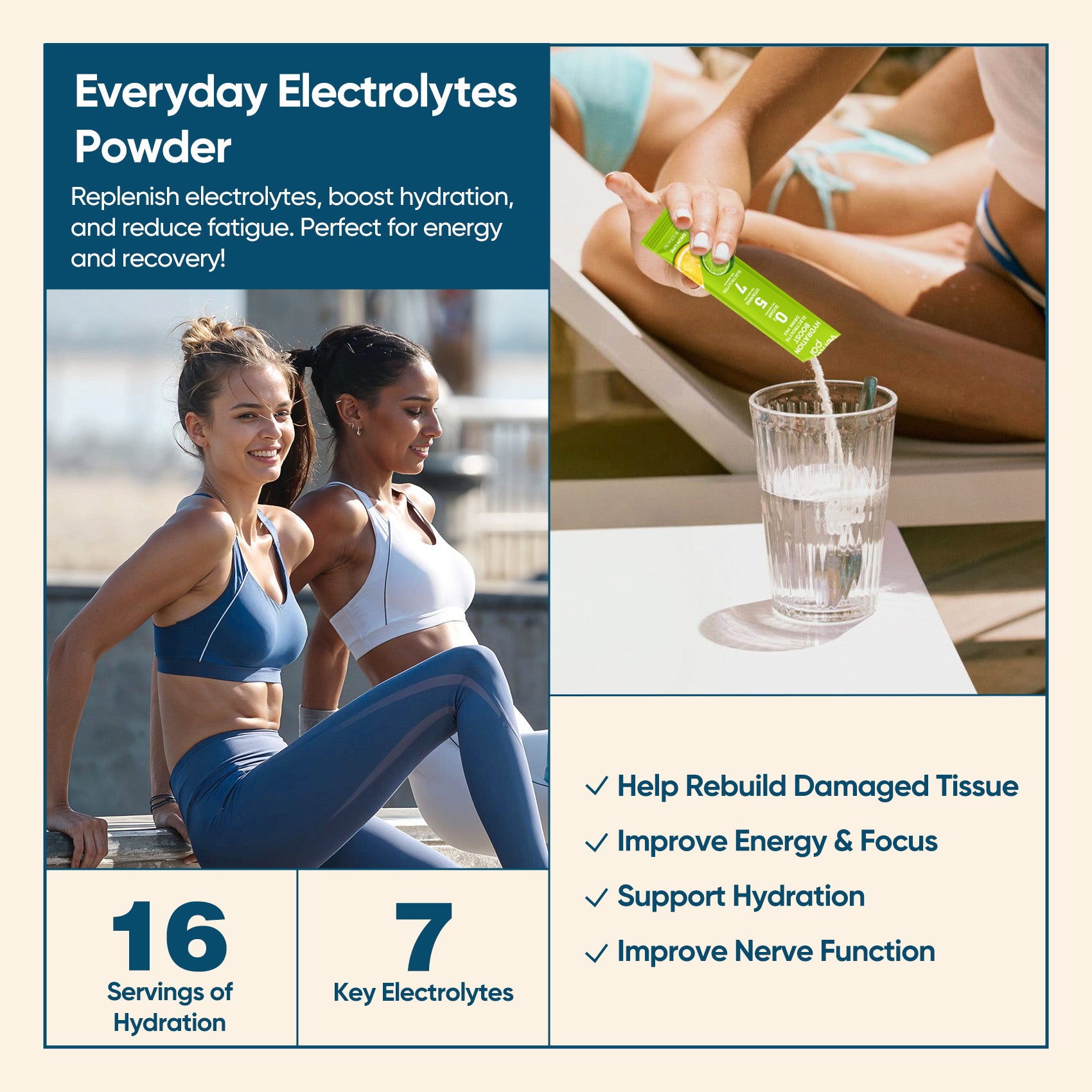 Sugar Free Electrolyte Powder Packets - Variety Pack - 16 Sticks