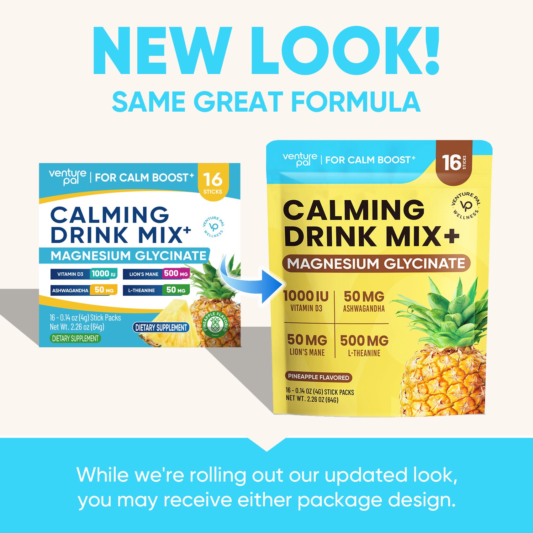 Magnesium Glycinate Powdered Drink Mix - Pineapple- 16 Sticks