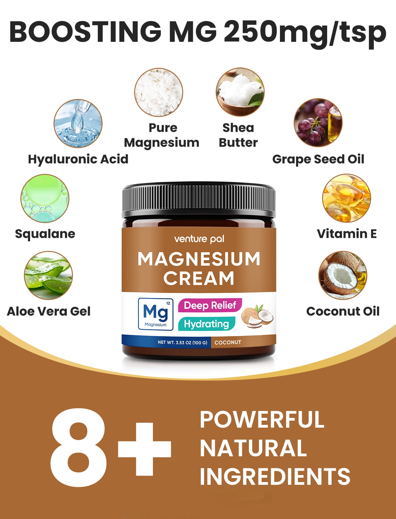 Venture Pal Magnesium Lotion, Topical Magnesium Cream - Coconut