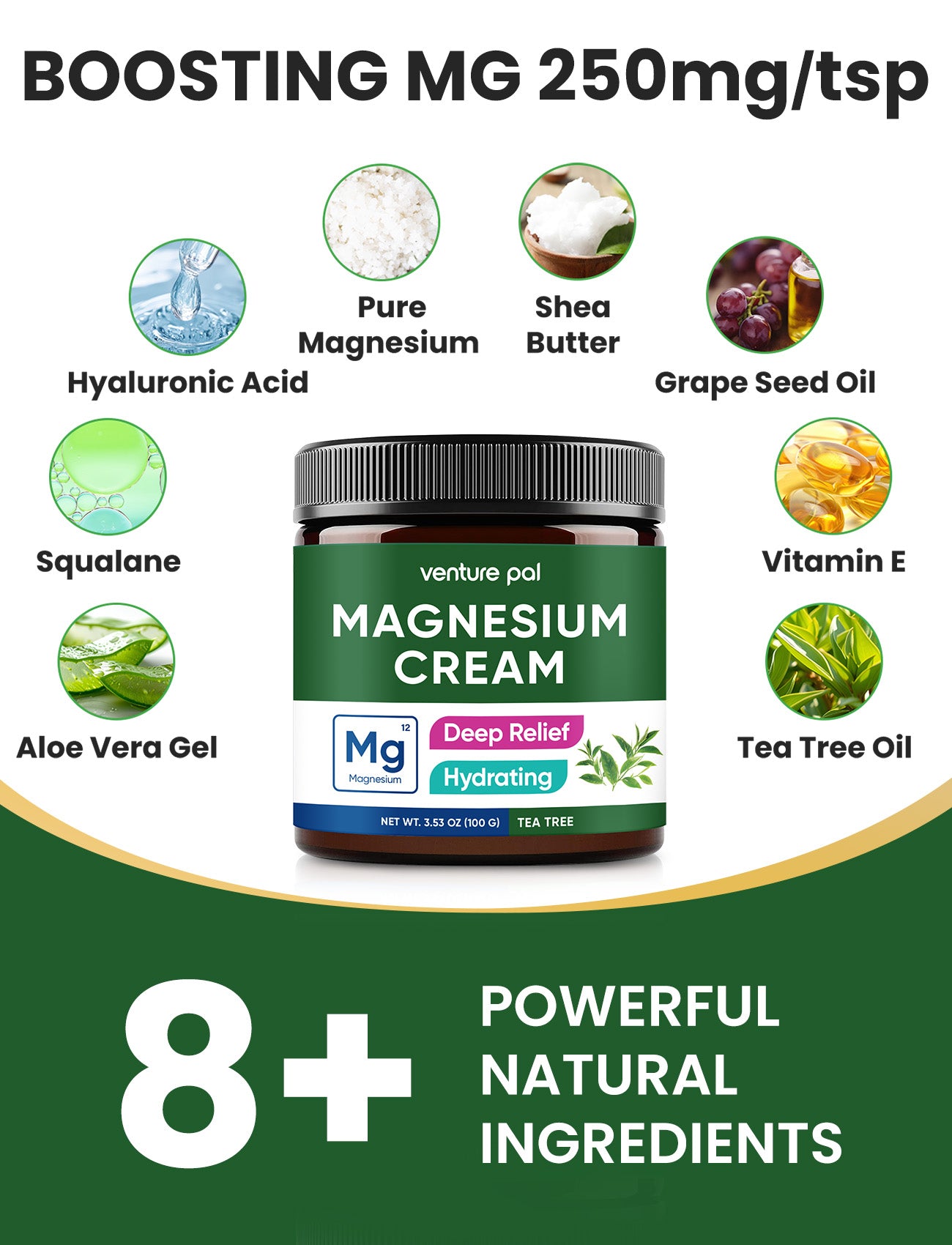 Magnesium Lotion, Topical Magnesium Cream - Tea Tree