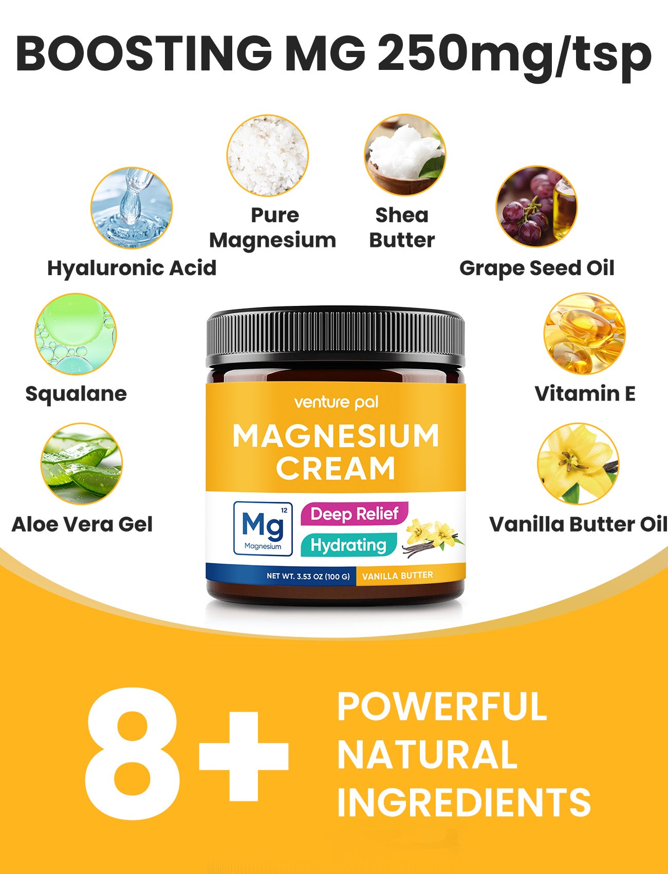 Venture Pal Magnesium Lotion, Topical Magnesium Cream - Vanilla Butter