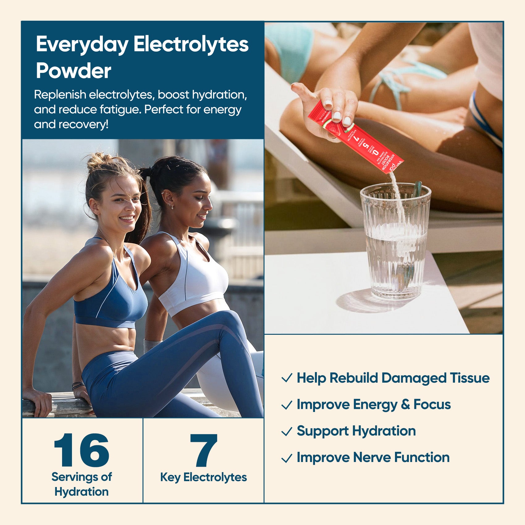 Sugar Free Electrolyte Powder Packets - Watermelon - 16 Sticks