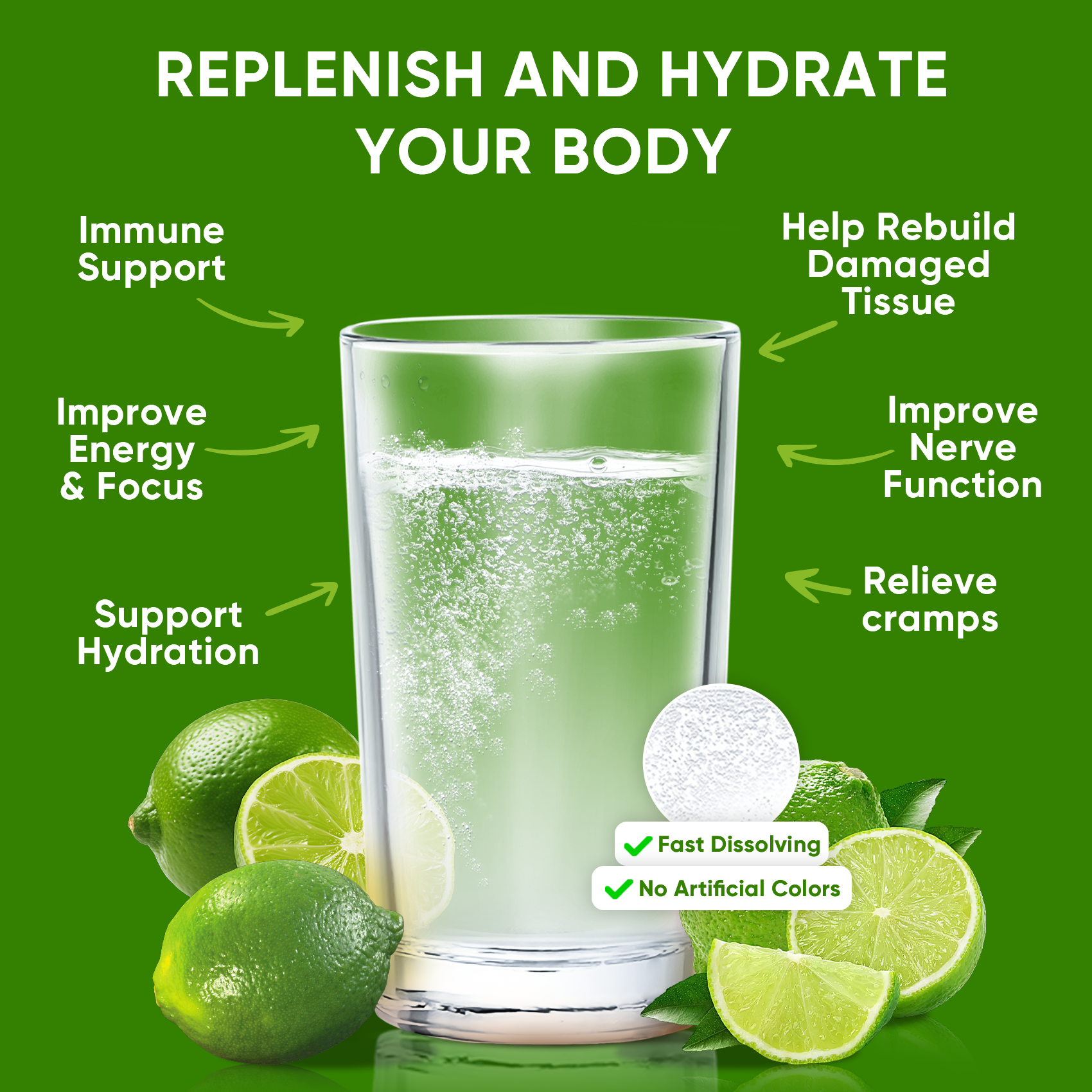 Sugar Free Electrolyte Powder Packets - Lime - 16 Sticks