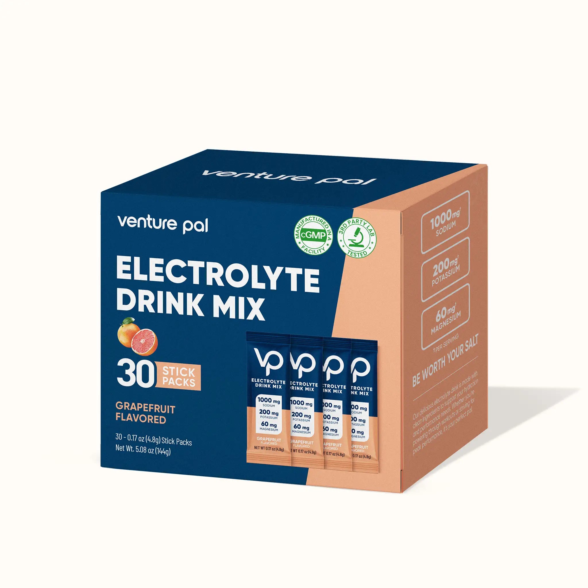 High Sodium Sugar Free Electrolytes Powder Packet - Grapefruit Salt - 30 Sticks