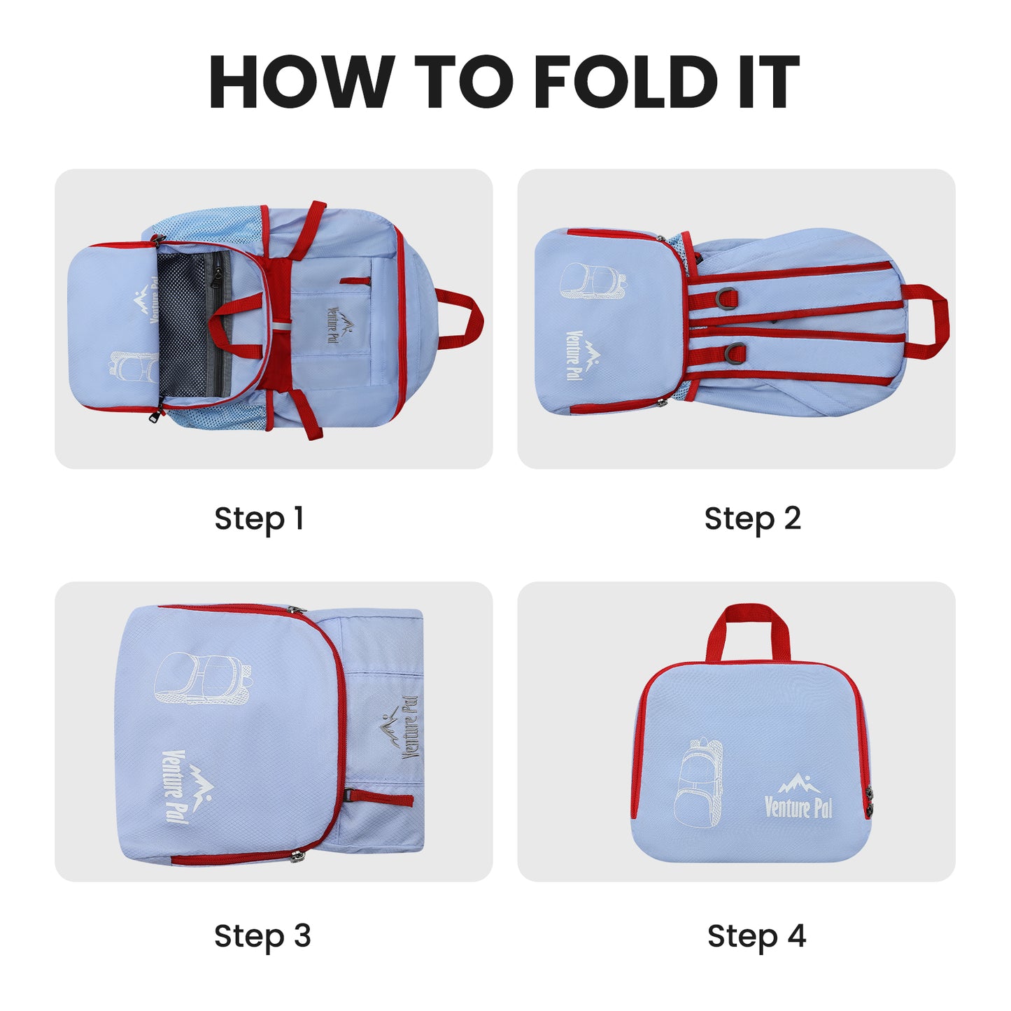 Venture Pal Red/Grey Blue 35L Double-Layer Bottom & Shoulder Straps Sports Backpack