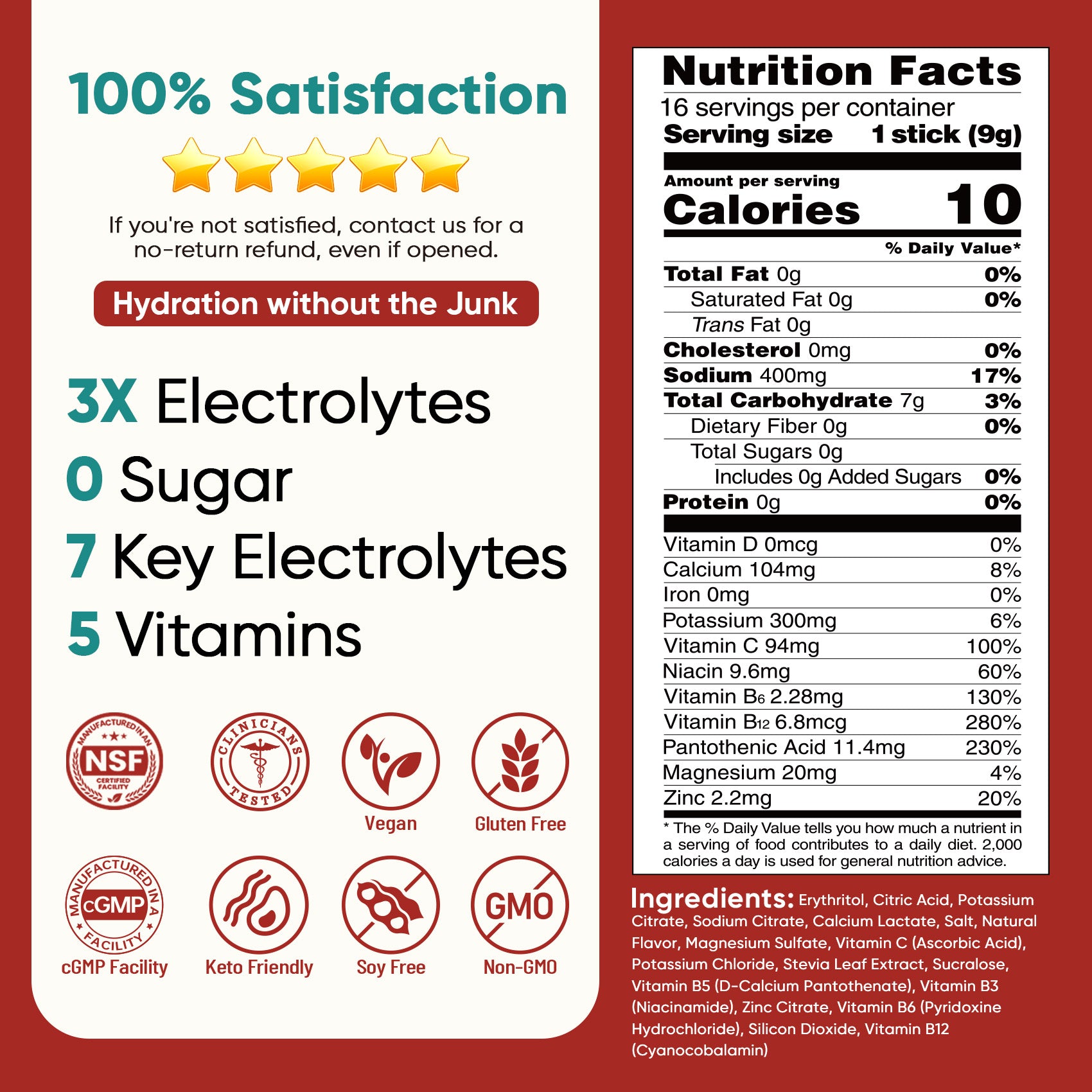 Sugar Free Electrolyte Powder Packets